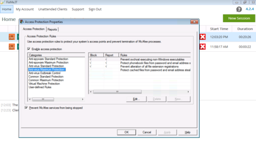 Configuring McAfee to work with FixMe.IT remote desktop app