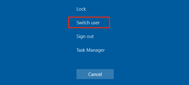 Switch user via the CTRL+ALT+DEL keyboard shortcut