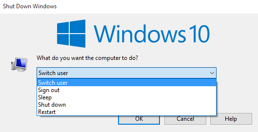 Switch user via the Shut Down Windows dialog box