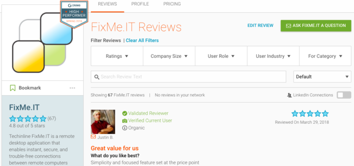 FixMe.IT reviews on G2Crowd