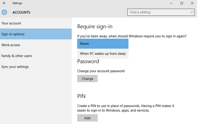 How to Disable Windows 10 Password Prompt on Wakeup