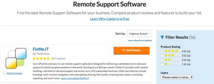 FixMe.IT - highest rated remote support software on Gartner's Capterra