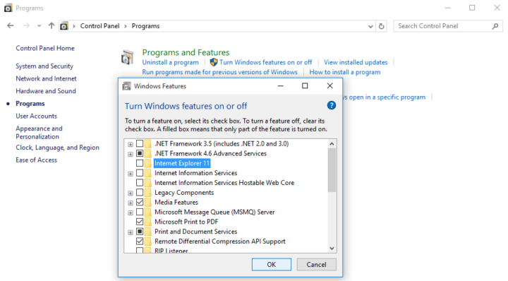 How to disable Internet Explorer in Windows 10