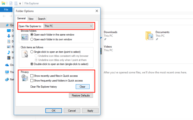 Hide Quick Access Windows 10 - jssystem