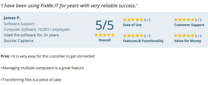 FixMe.IT file transfer - Capterra user review