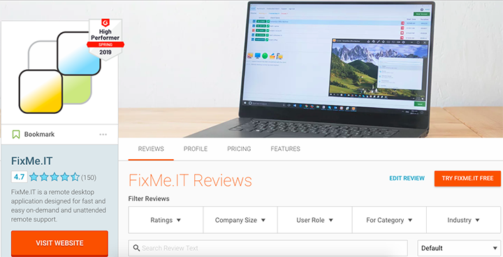 FixMe.IT Featured in Top-3 Highest Rated Remote Support Software on G2Crowd