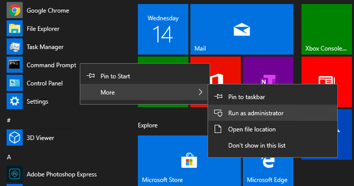 Run Command Prompt as Administrator in Windows 10