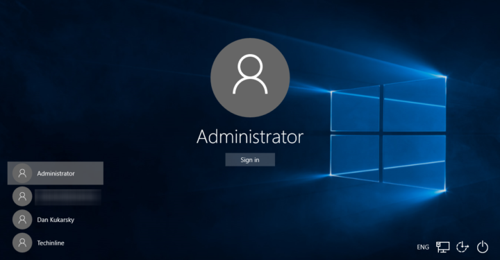 Enable built-in administrator account Windows 10