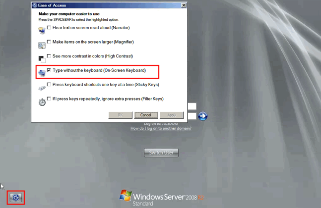 Keyboard Not Working at the Remote Login Screen on Windows Server 2008