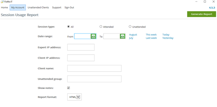 generate session reports for other FixMe.IT users